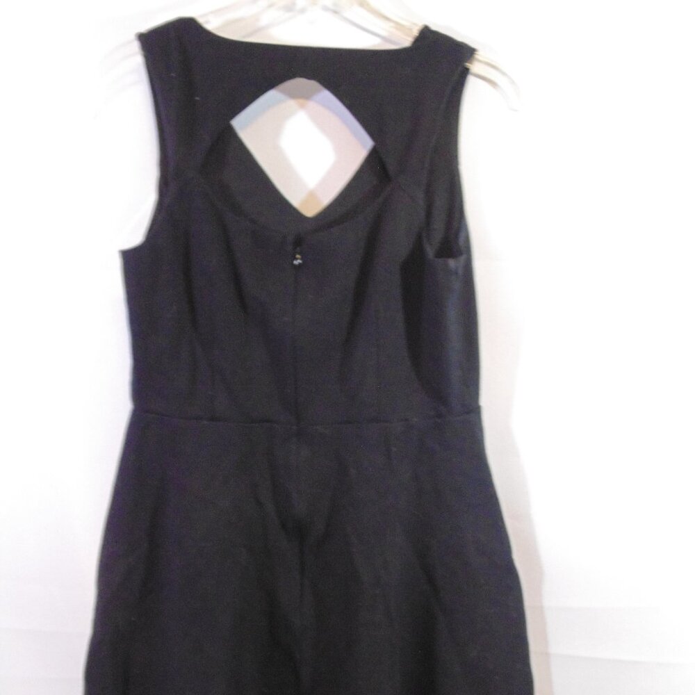 Loft Fit & Flare Dress Black v-neck Keyhole back size Small Petite - Picture 3 of 5